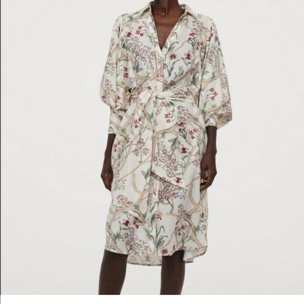 Johanna Oritz x H&M linen floral shirt dress L